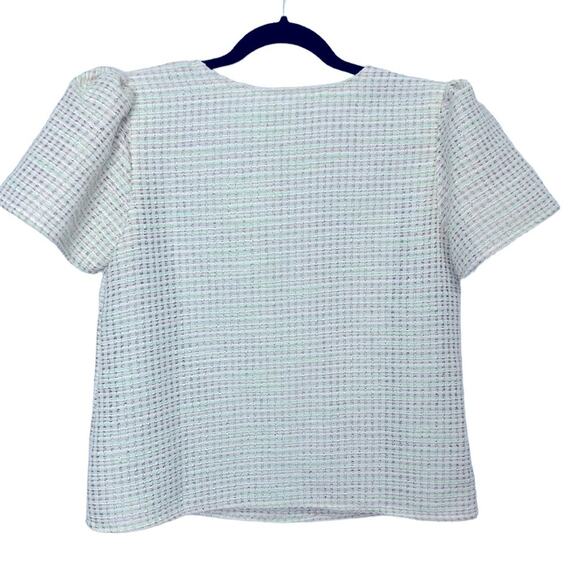 Never A Wallflower Mint Tweed V Neck Short Sleeve top NWT size XS - Picture 4 of 6